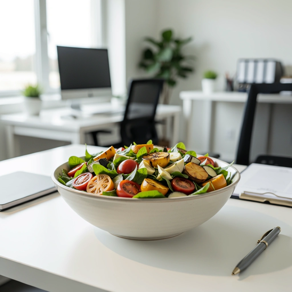 Gesundes Mittagessen am Arbeitsplatz